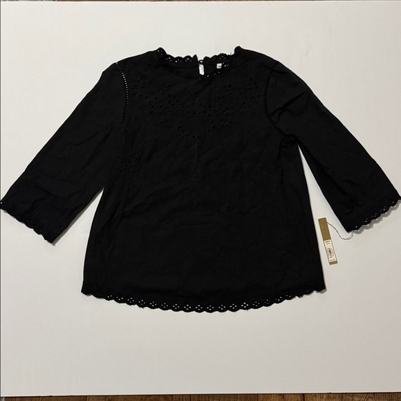 NWT- Women's LC Lauren Conrad black Embroidered Poplin Top size small - Picture 2 of 11